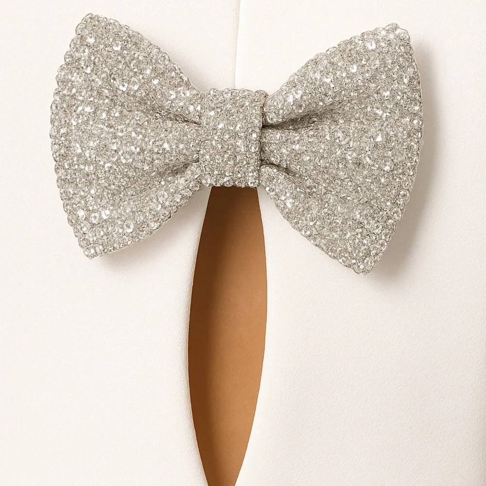 Liv Foster Crystal-Embellished Bow Cut-Out Minidress NWT size 12 silver white - Picture 2 of 5